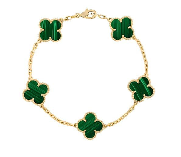 Green Clover Bracelet - Gold