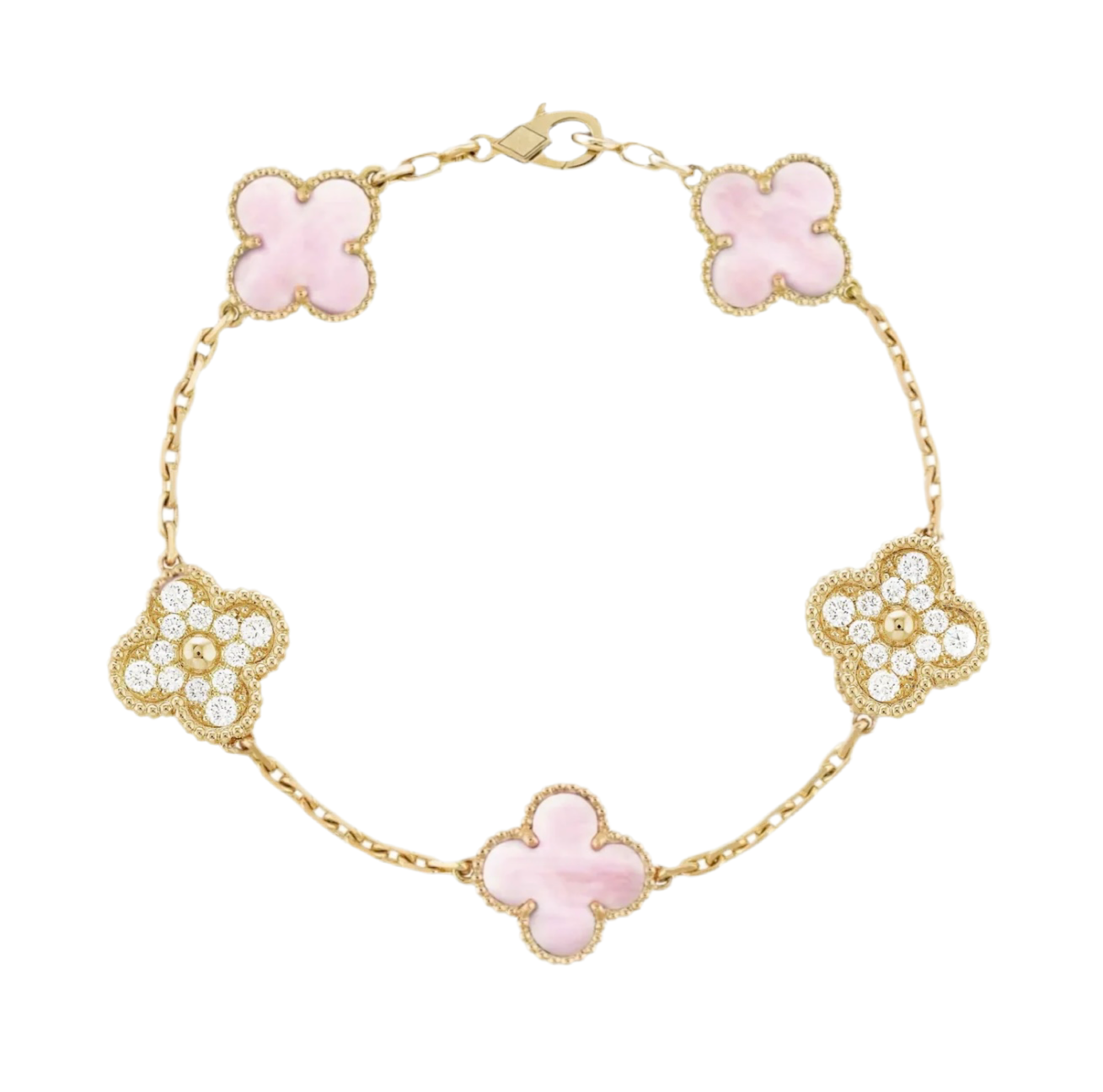 Pink Crystal Bracelet - Gold