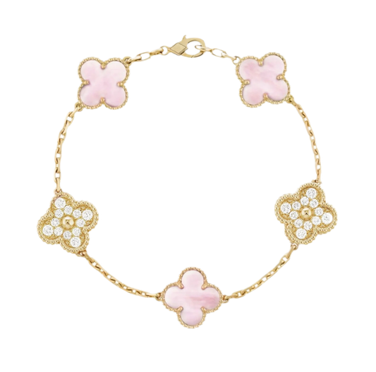 Pink Crystal Bracelet - Gold