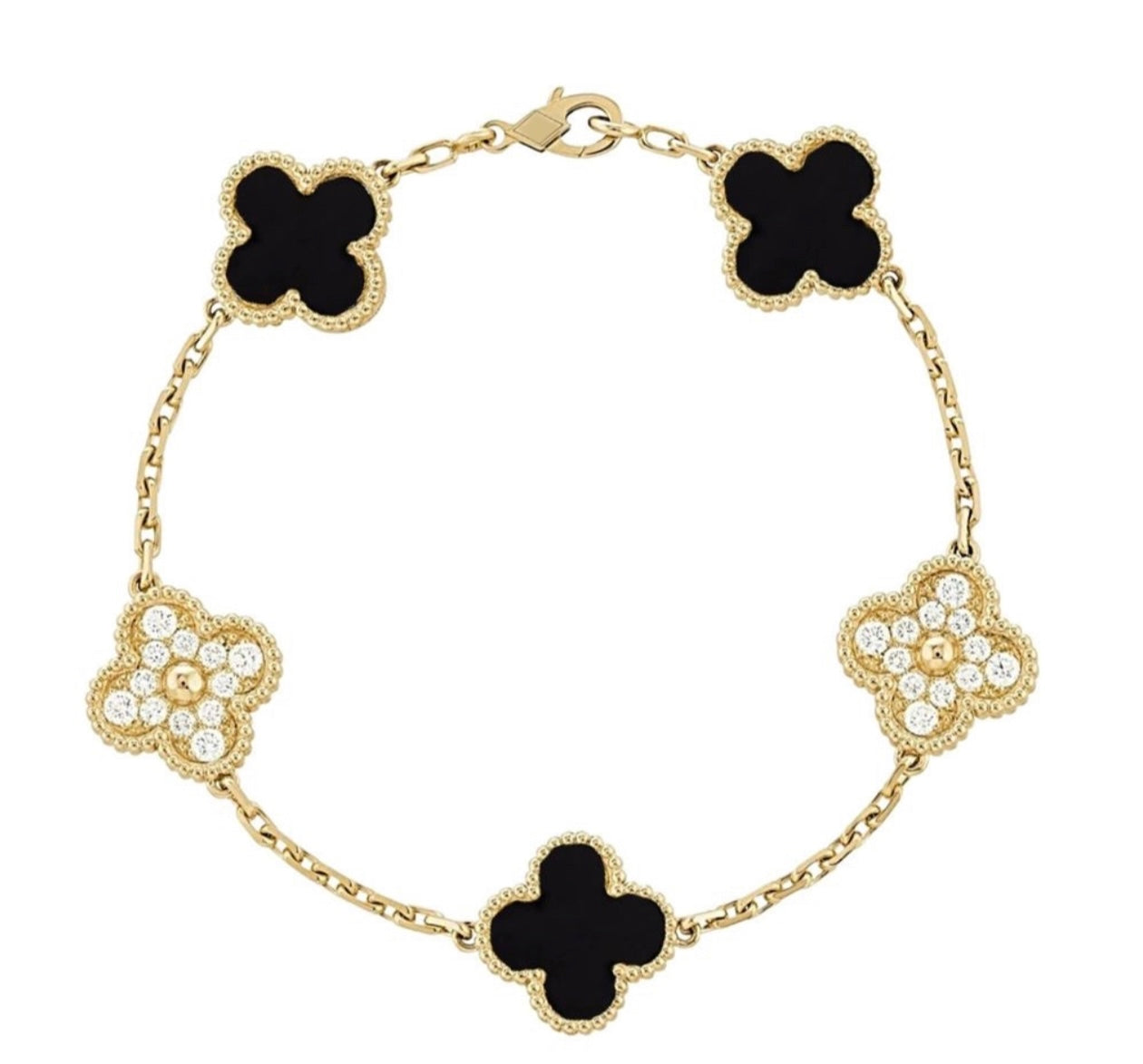 Black Crystal Bracelet - Gold