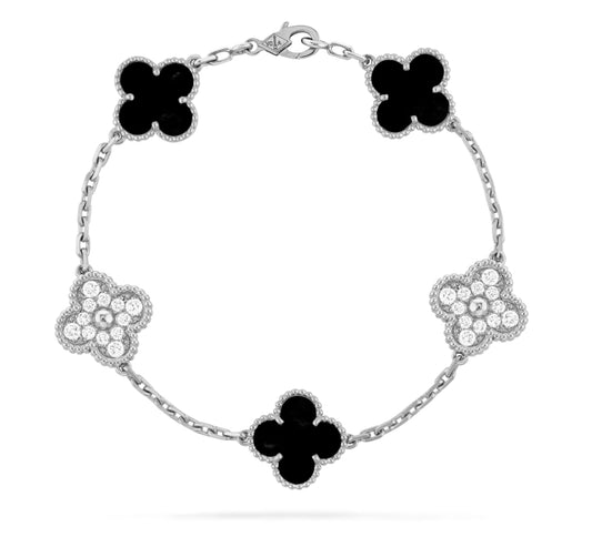 Black Crystal Bracelet - Silver