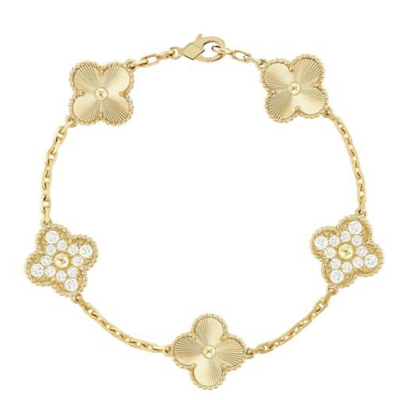 Gold Crystal Clover Bracelet