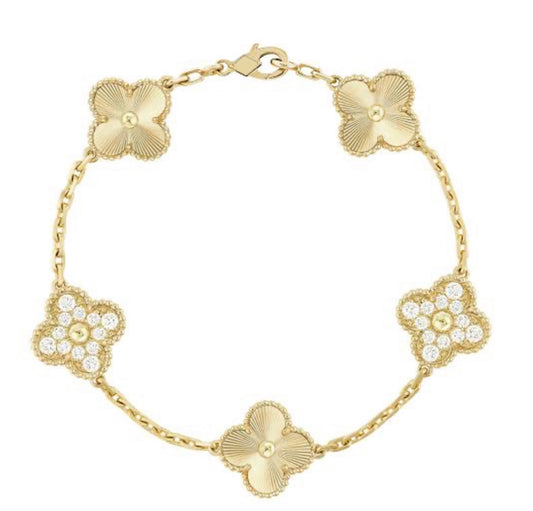 Gold Crystal Clover Bracelet