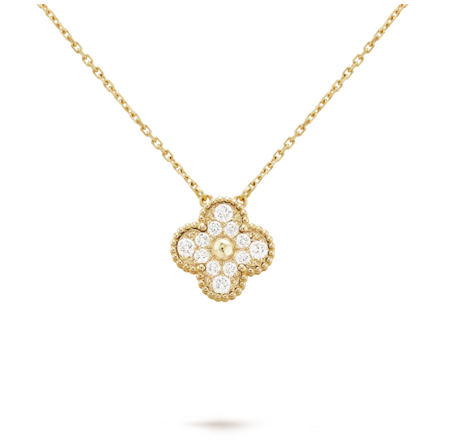 Crystal Clover Necklace - Gold